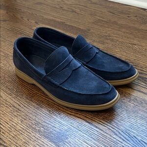 Brunello Cucinelli Dark Blue Suede Loafers